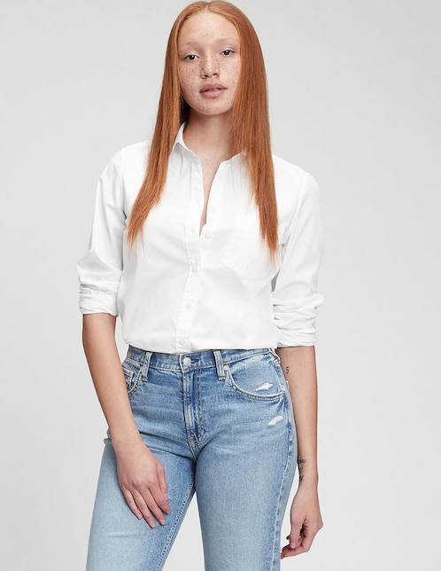 Camisa de algodón manga larga para mujer 1