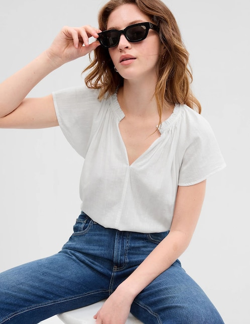 Blusa manga corta para mujer