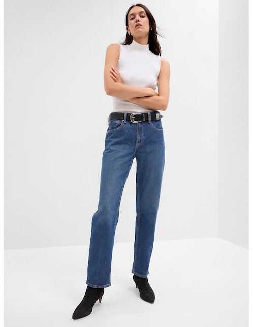 Jeans loose corte cintura para mujer