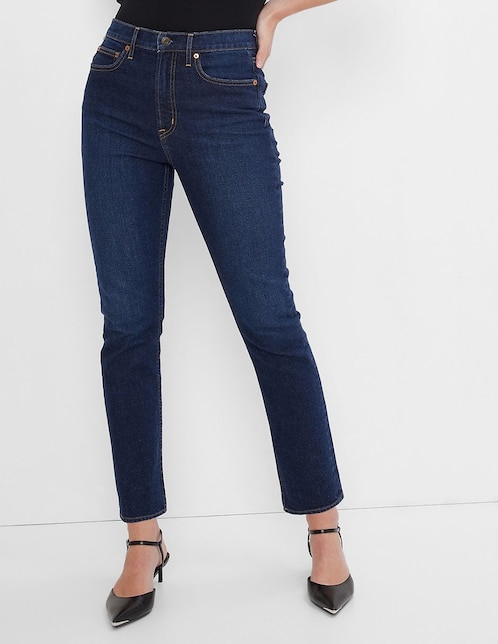 Jeans slim corte cintura alta para mujer