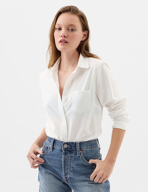 Camisa de algodón manga larga para mujer