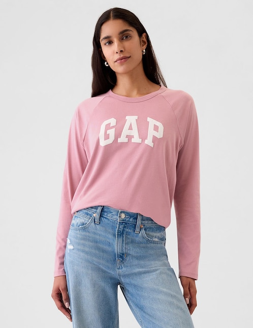 Playera manga larga cuello redondo para mujer