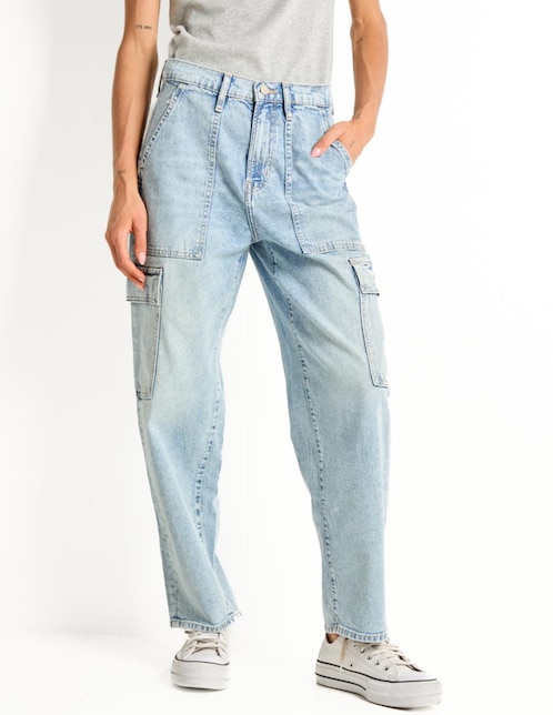 Jeans cargo straight para mujer