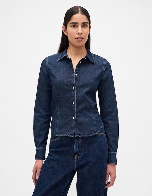 Camisa de algodón manga larga para mujer