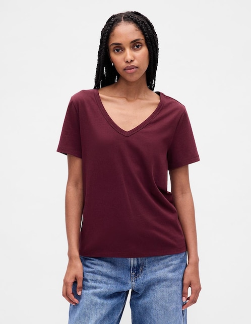 Playera manga corta Ultrasoft cuello V para mujer 1