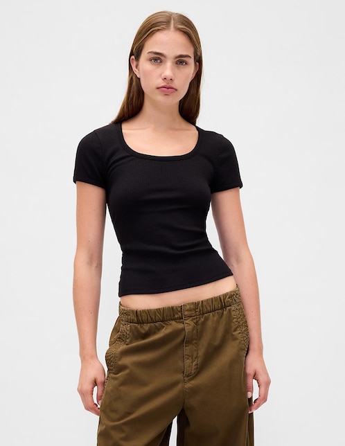Playera manga corta cuello redondo para mujer 1