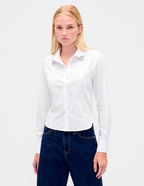 Camisa de algodón manga larga para mujer