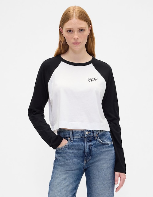 Playera manga larga cuello redondo para mujer 1
