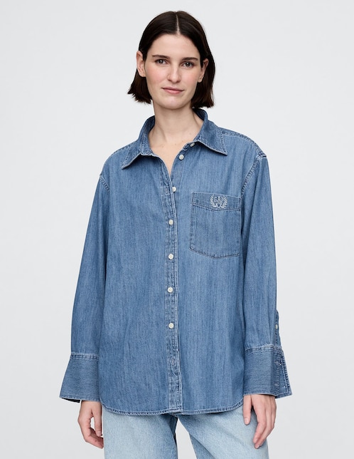 Camisa de algodón manga larga para mujer