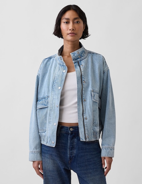 Chamarra bomber de mezclilla para mujer