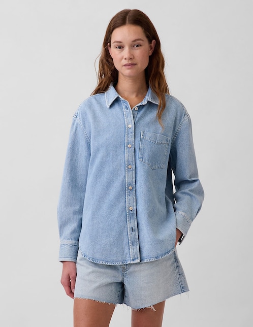 Camisa de algodón manga larga para mujer