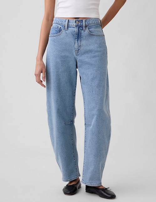 Jeans relaxed barrel para mujer