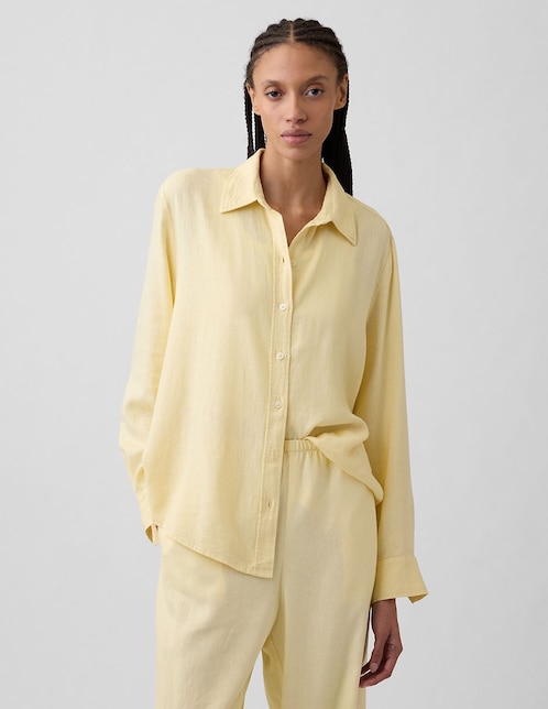 CAMISA GAP 889120 LINO RE, M, AMARILLO