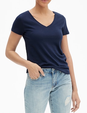 Playera Manga Corta Cuello V Para Mujer