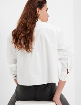 Camisa de algodón manga larga para mujer