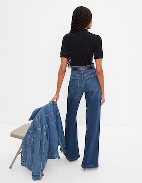 Jeans wide leg corte cintura alta para mujer