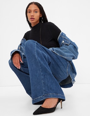 Jeans wide leg corte cintura alta para mujer