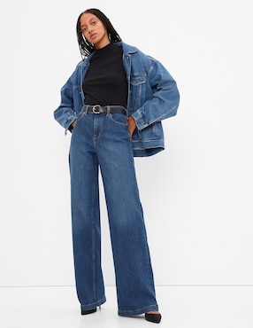 Jeans wide leg corte cintura alta para mujer