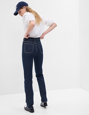 Jeans straight corte cintura alta para mujer