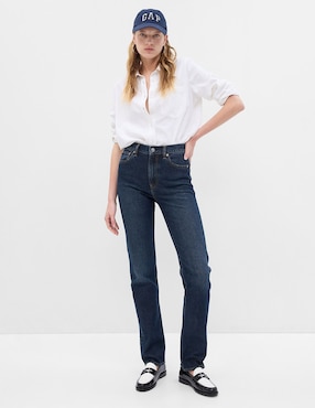 Jeans straight corte cintura alta para mujer