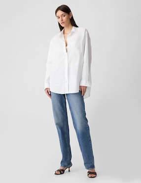 Camisa de algodón manga larga para mujer