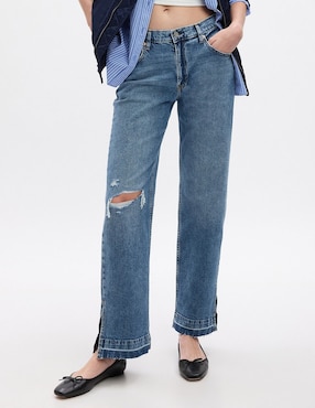 Jeans Straight Corte Cintura Para Mujer