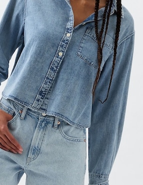 Camisa de algodón manga larga para mujer