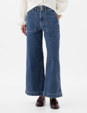 Jeans Wide Leg Corte Cintura Para Mujer