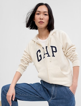 Sudadera con capucha azul con logotipo central para mujer Gap