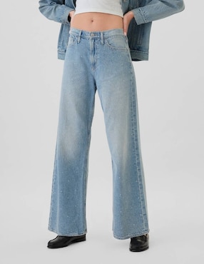 Jeans Wide Leg Corte Cintura Alta Para Mujer