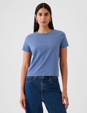 Playera manga corta cuello redondo para mujer