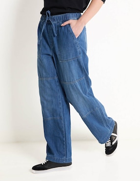 Jeans Wide Leg Corte Cintura Para Mujer