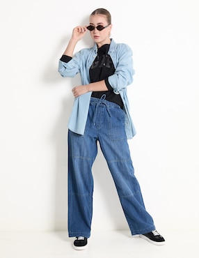Jeans relaxed wide leg para mujer