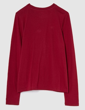 Playera manga larga cuello redondo para mujer