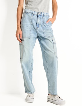 Jeans cargo straight para mujer