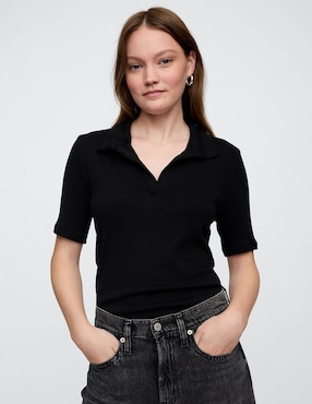 Playera manga corta cuello V para mujer