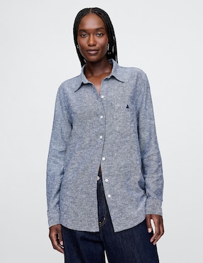 Camisa de lino manga larga para mujer