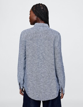 Camisa de lino manga larga para mujer