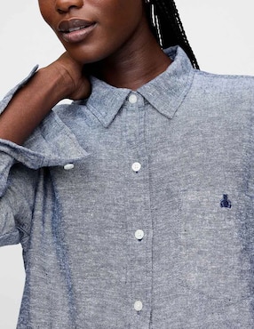 Camisa de lino manga larga para mujer