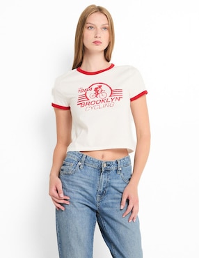 Playera manga corta cuello redondo para mujer