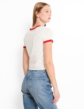 Playera manga corta cuello redondo para mujer