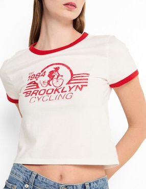 Playera manga corta cuello redondo para mujer