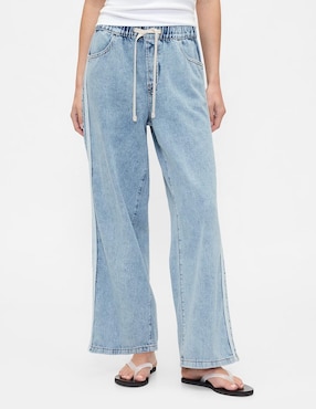 Jeans wide leg corte cintura para mujer