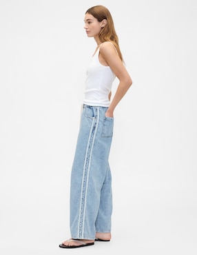 Jeans wide leg corte cintura para mujer