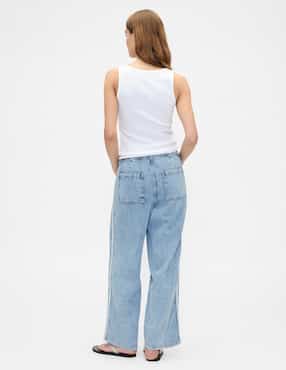 Jeans wide leg corte cintura para mujer