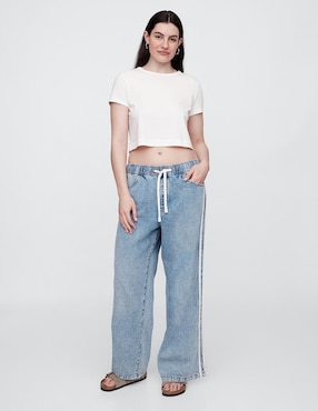 Jeans wide leg corte cintura para mujer