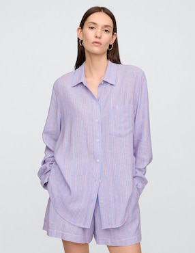 Camisa de lino manga larga para mujer