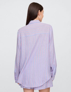 Camisa de lino manga larga para mujer