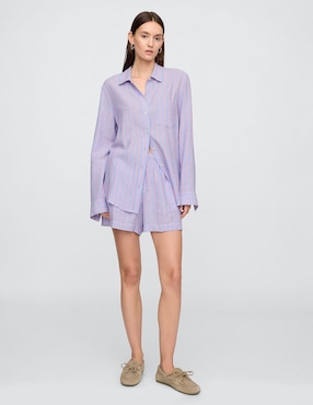 Camisa de lino manga larga para mujer