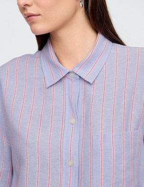 Camisa de lino manga larga para mujer